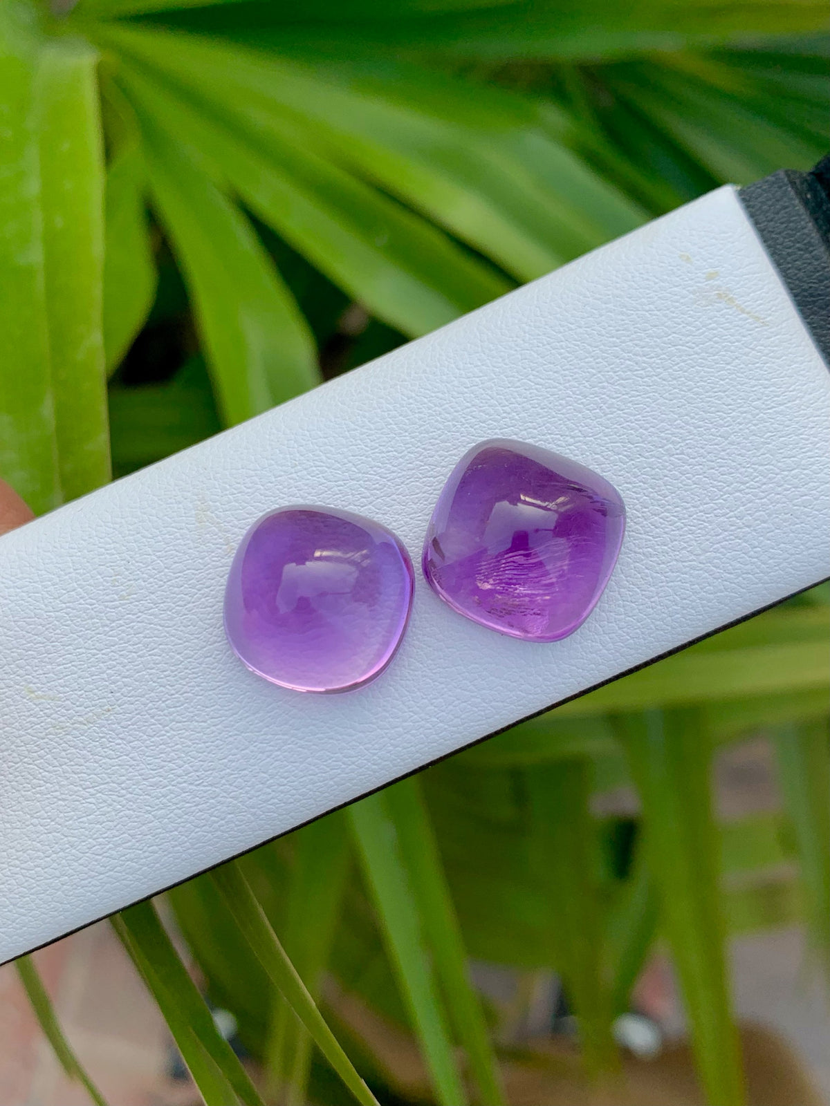 Deep Purple Amethyst Cabochon Pair: Fine Gemstone, 25.55 Carat