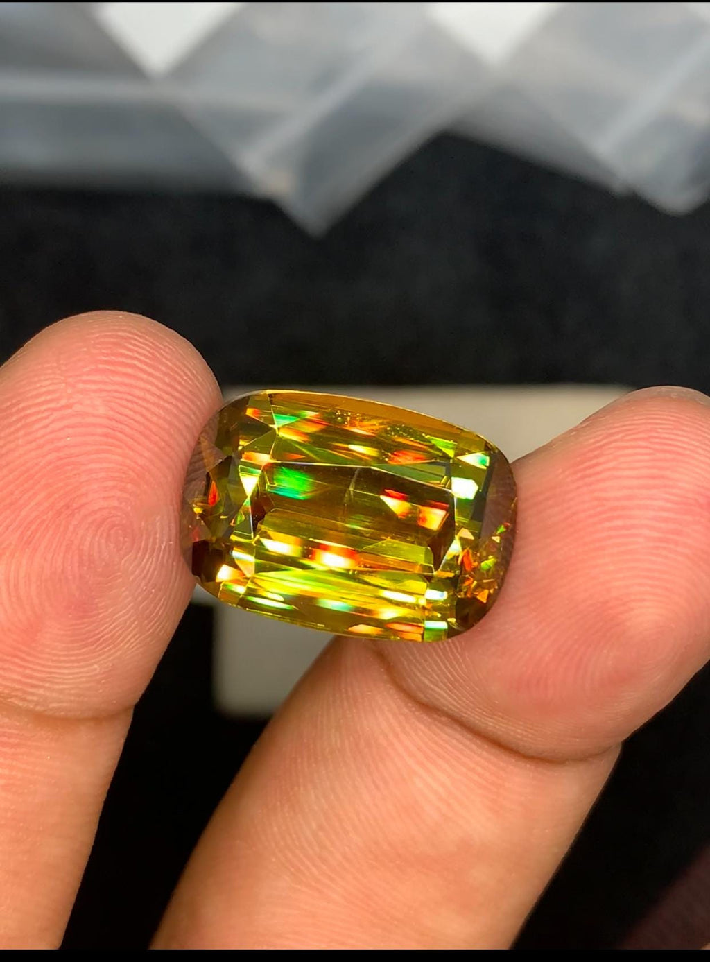 Cushion Cut Sphene Gemstone: Greenish Yellow Titanite, August Birthstone