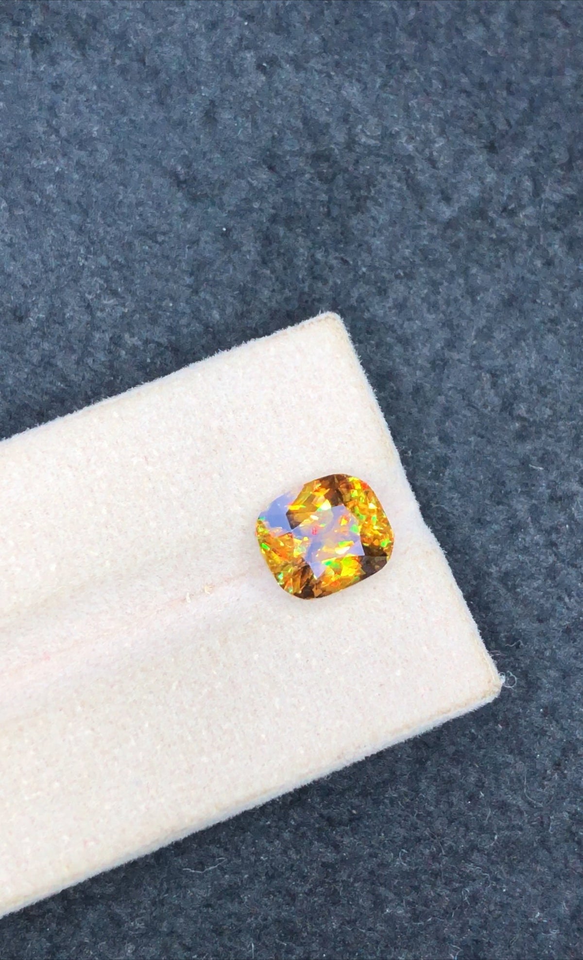 Cushion Cut Sphene Gemstone: 3.05 CT Rare Titanite with Trichroism