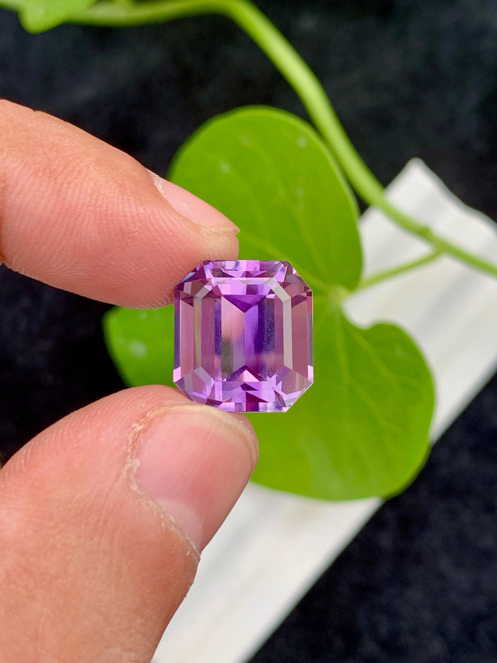 Emerald Cut Pink Purple Amethyst Gemstone, VVS Clarity, 11.75 CT
