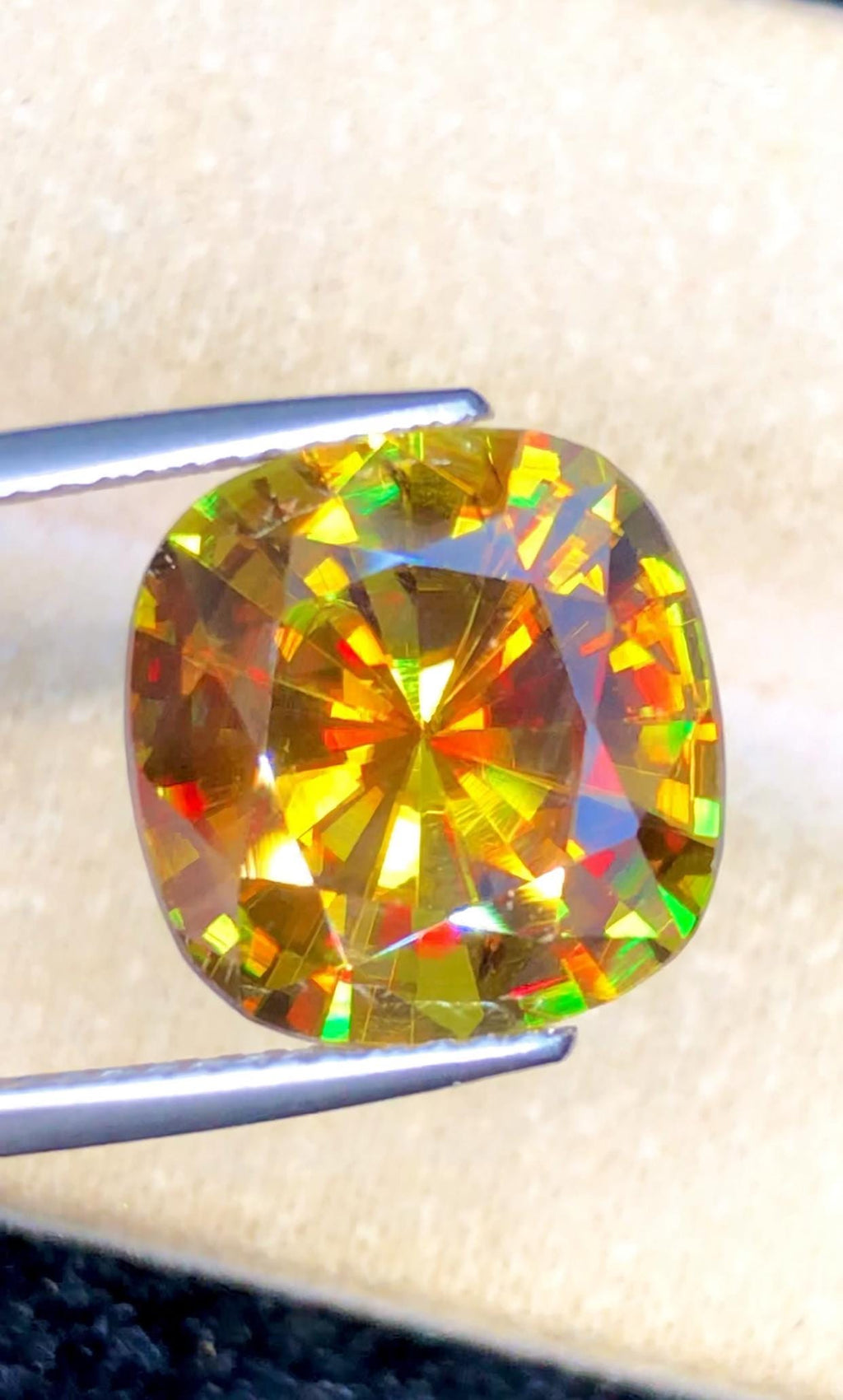 5.85 Carat Cushion Cut Sphene Gemstone: AAA Fire Titanite