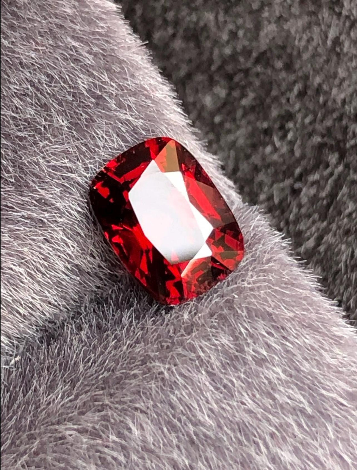 Vivid Red Spinel 1.58ct Step Cushion Cut - Burma Gemstone Loose Stone
