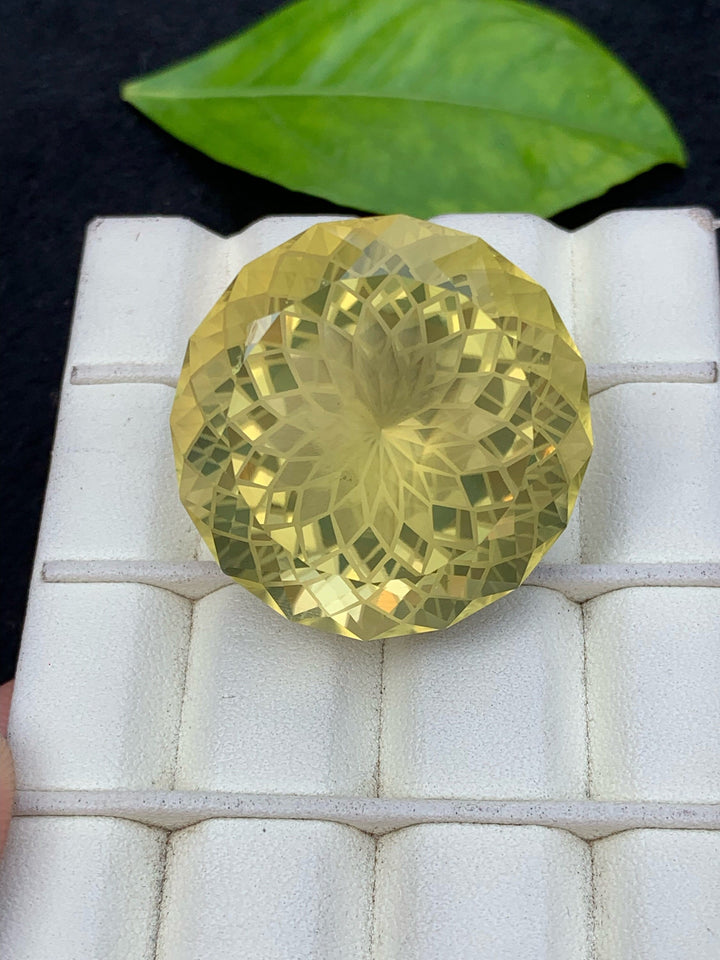 Flower Cut Citrine Gemstone: Natural Yellow Faceted Stone, 100 CT