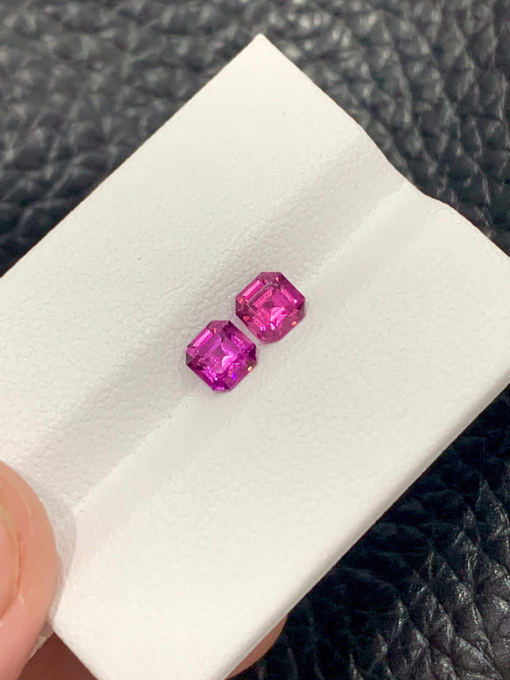 Malaya Garnet Pair 1.25ct Emerald Cut | Vibrant Peach-Pink Matching Set