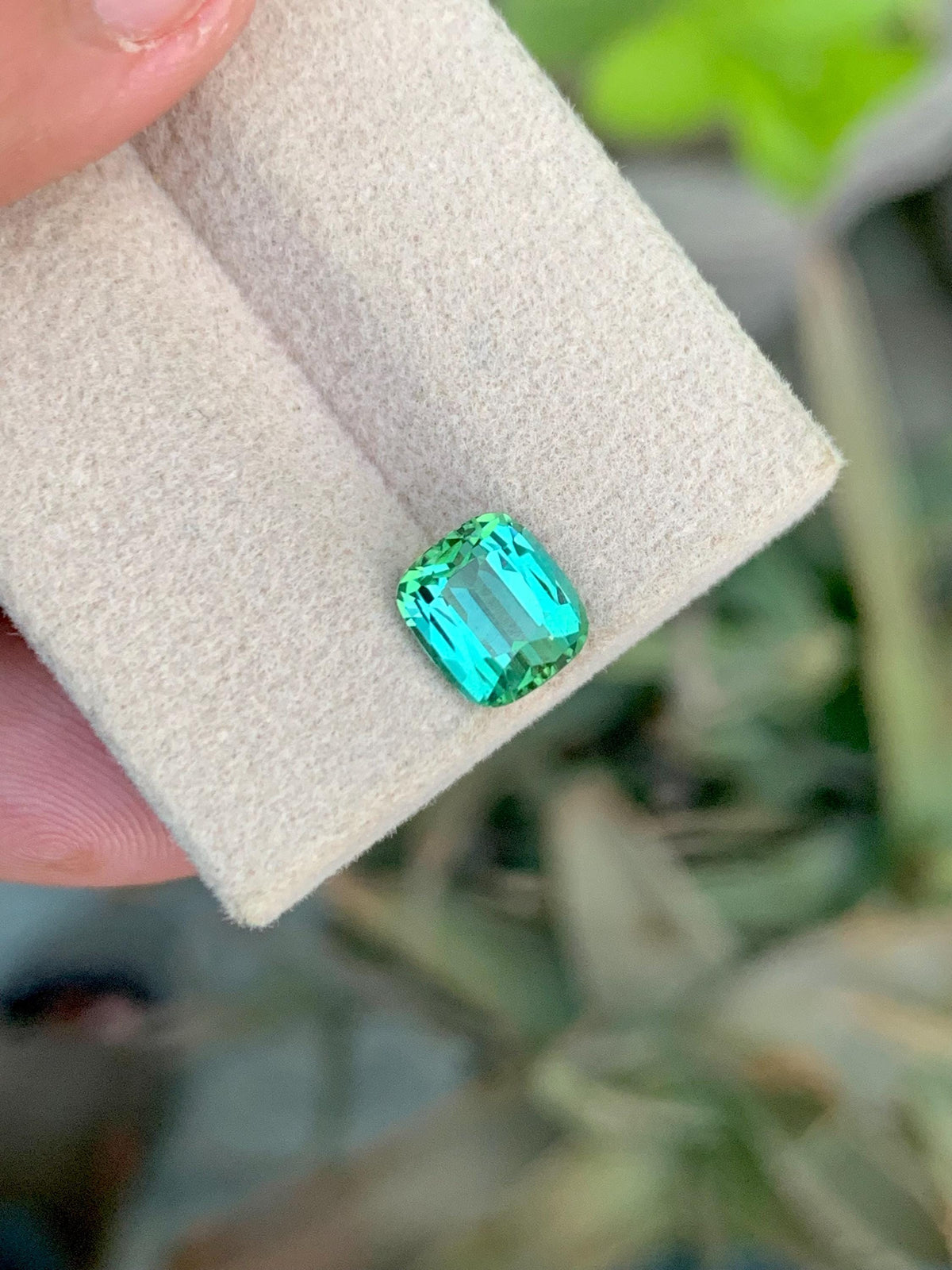 1.90 CT Natural Blue Green Tourmaline Gemstone: Cushion Cut Ring Stone