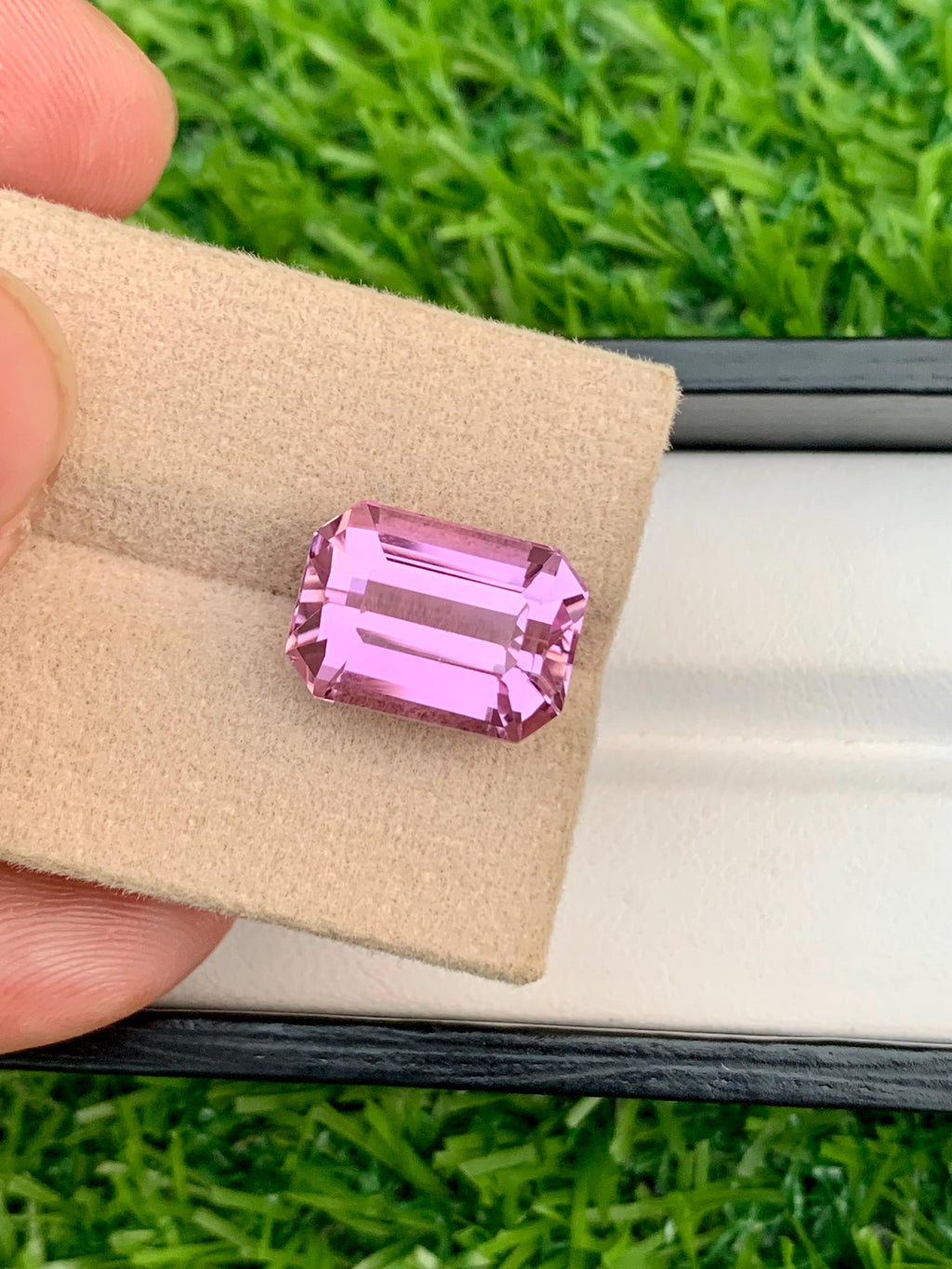 Vivid Pink Kunzite Gemstone: 11.10 Carat Emerald Cut Spodumene, Afghanistan