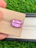 Vivid Pink Kunzite Gemstone: 11.10 Carat Emerald Cut Spodumene, Afghanistan