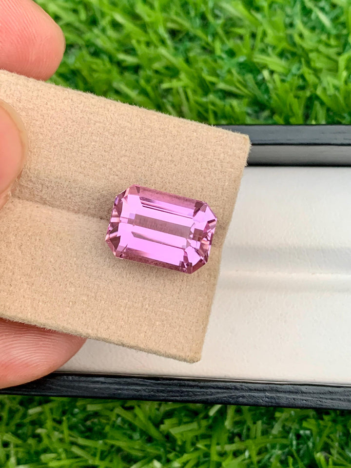 Vivid Pink Kunzite Gemstone: 11.10 Carat Emerald Cut Spodumene, Afghanistan