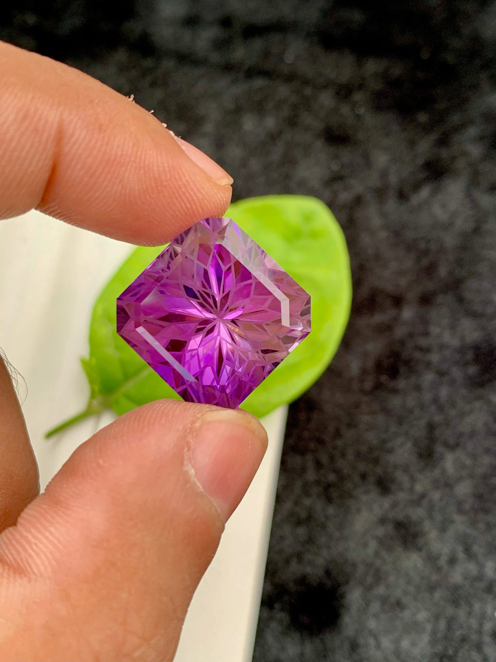 Deep Purple Amethyst Stone: 28.90 CTS, Square Asscher Cut Gem