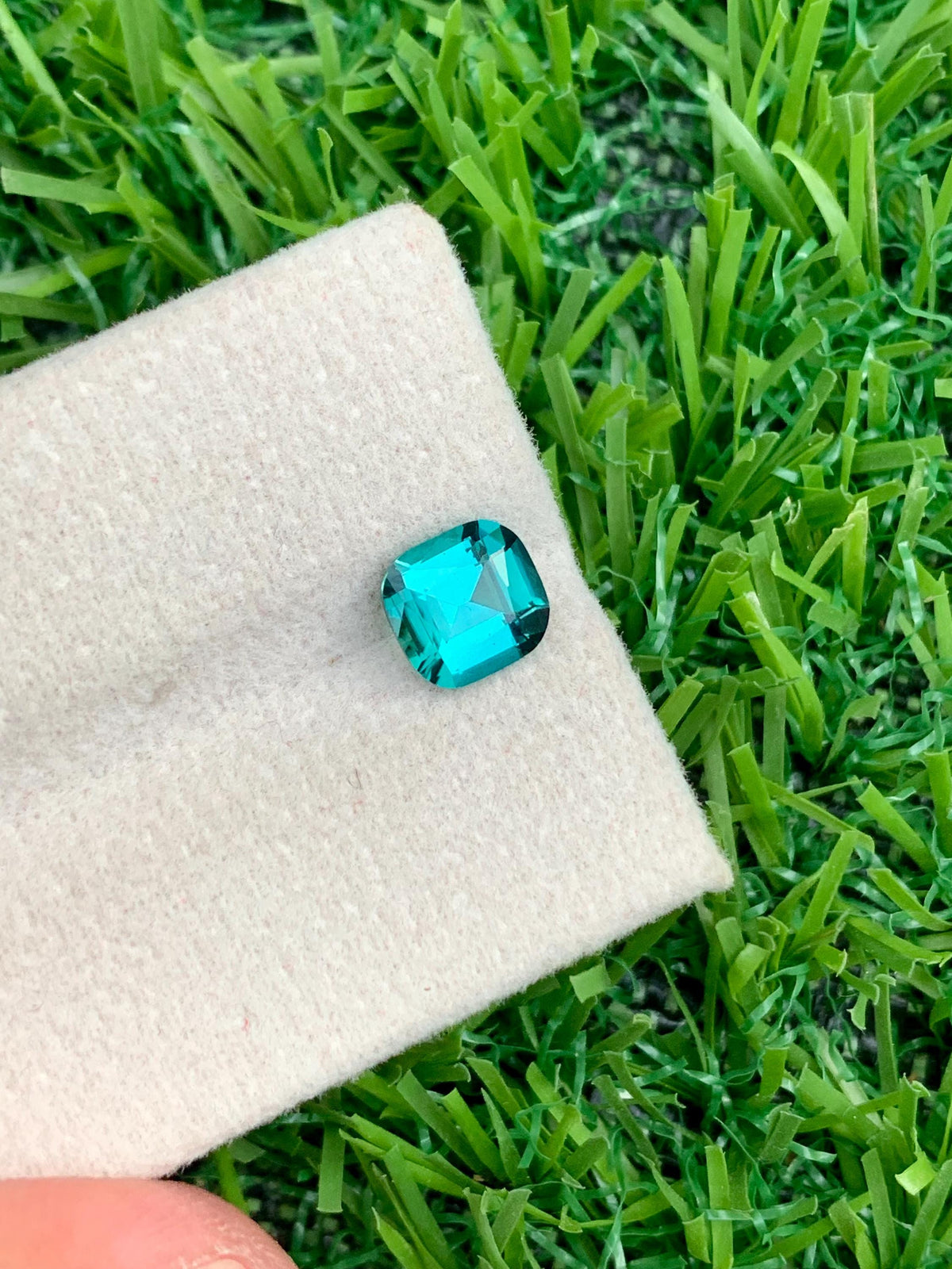 Blue Lagoon Tourmaline Stone: 1.25 CT Faceted Cushion Cut Gemstone