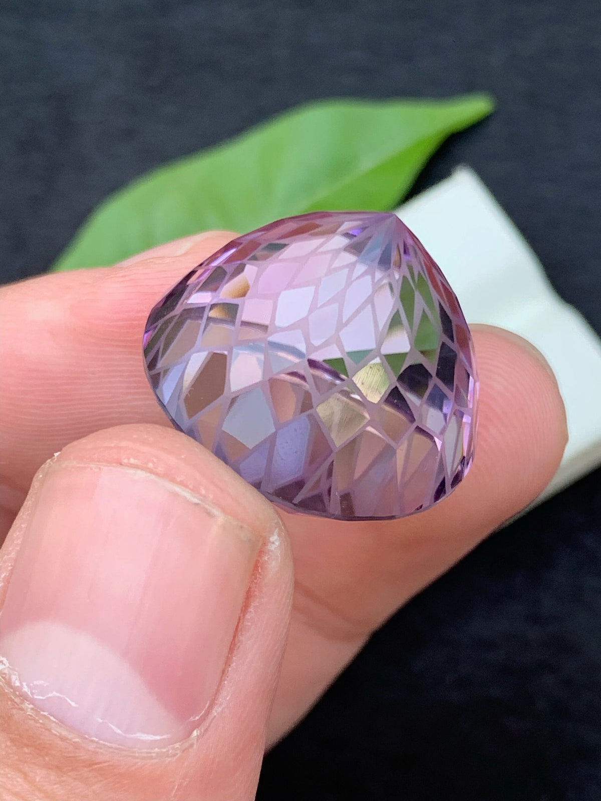 59 Carat Precision Cut Amethyst Gemstone: Purple Pink Flower Cut