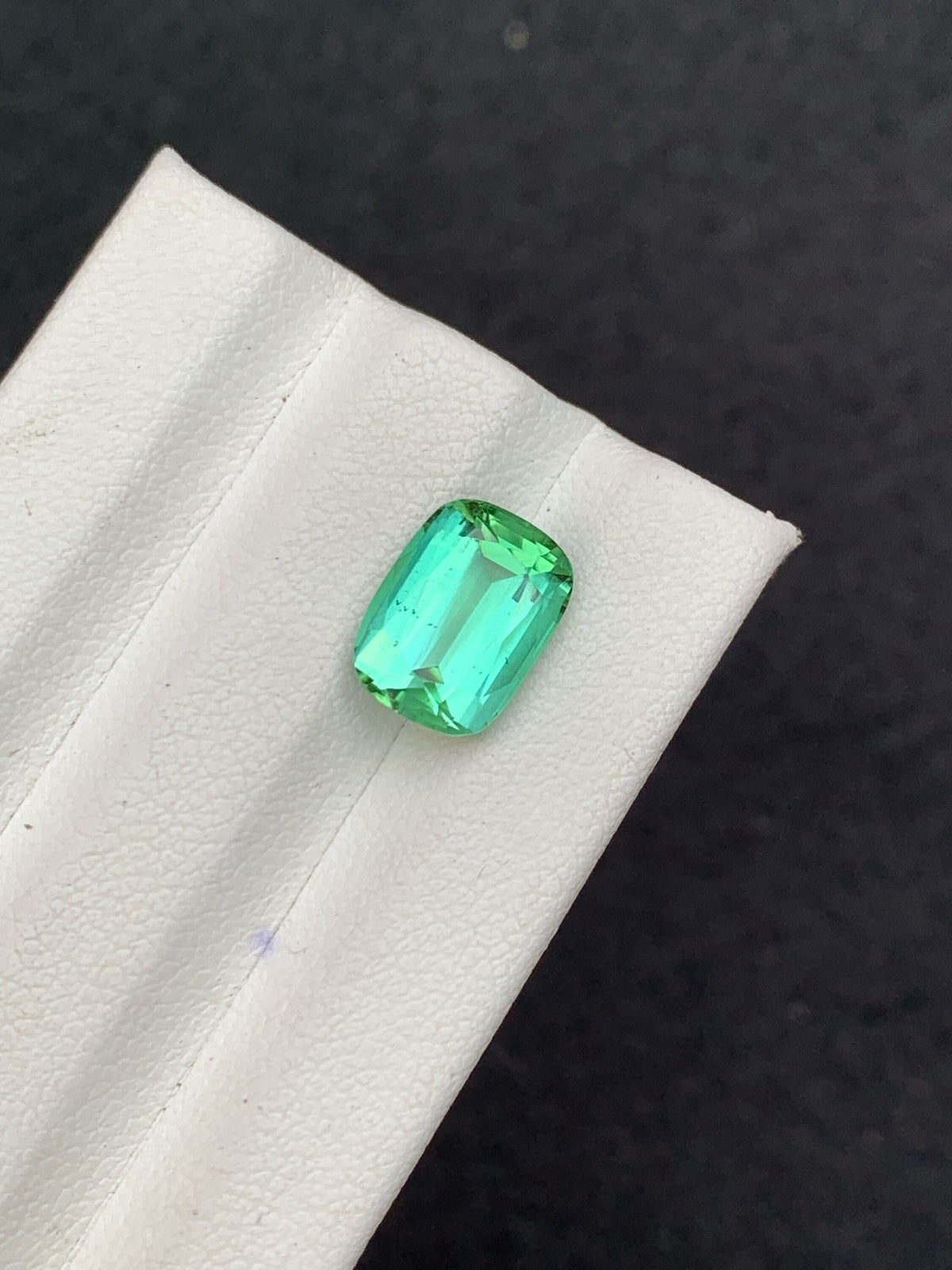Natural Blue Green Tourmaline Gemstone: Cushion Cut, 3.35 Carat
