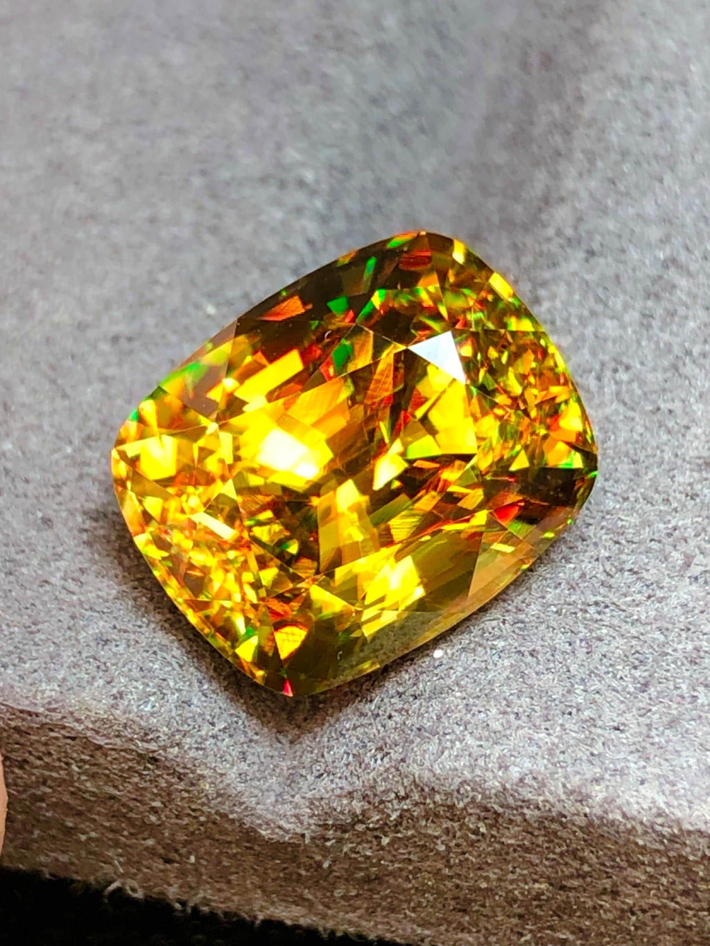 Primum Quality  Cushion Cut Sphene Gemstone: Greenish Yellow Titanite, August Birthstone