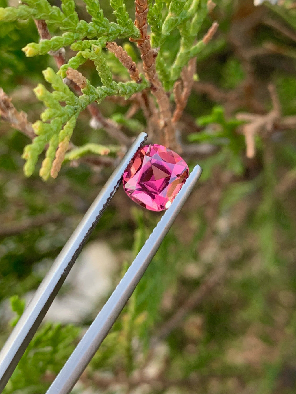 2.25 CT Deep Pink Tourmaline Gemstone: Cushion Cut, Afghanistan Origin