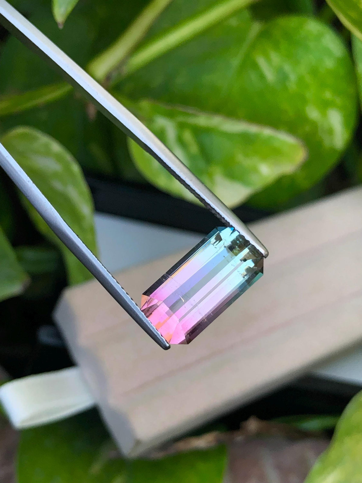 Emerald Cut Bi-Color Tourmaline Gemstone: 6.90 CT, Afghanistan Origin