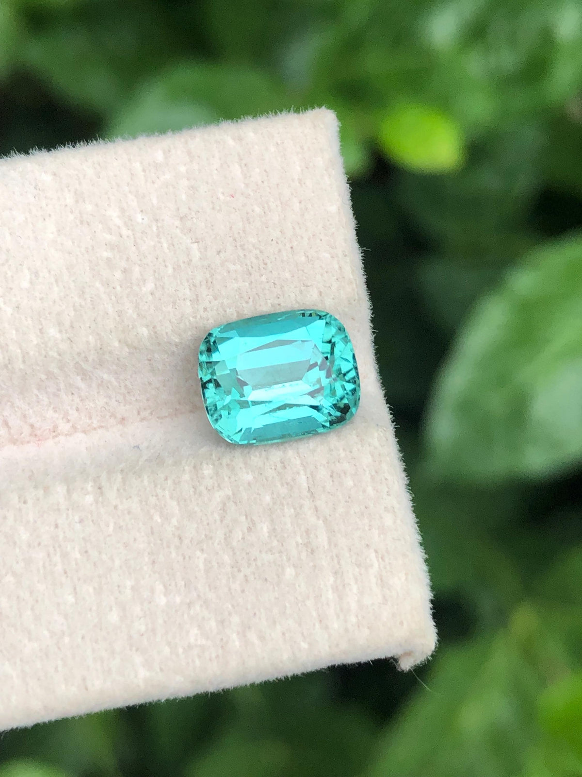 3.30 Carat Lagoon Tourmaline Gemstone: Afghan Cushion Cut Elbaite