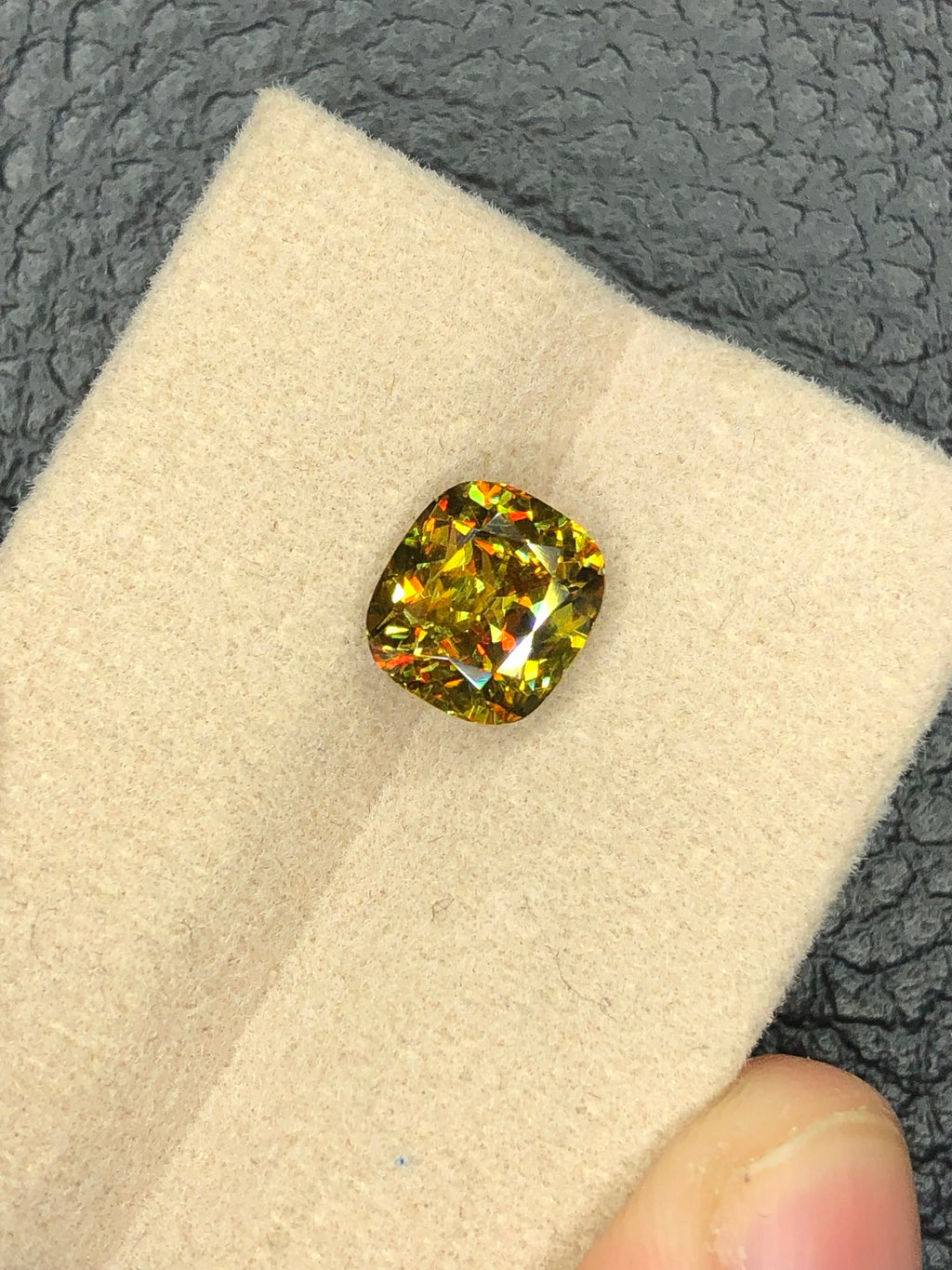 Green Sphene Gemstone: 2.45 CT Cushion Cut Jewelry Stone