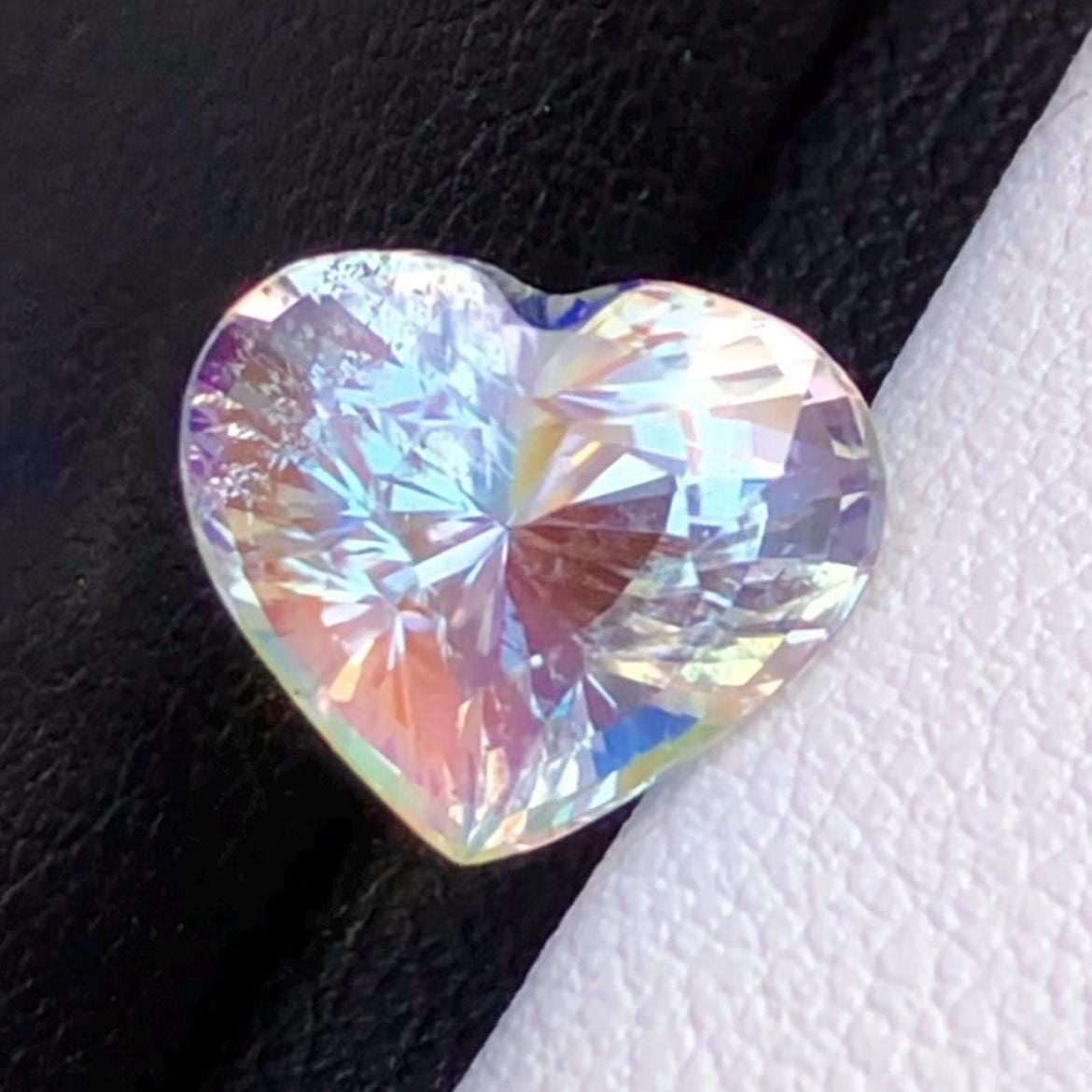 Rainbow Moonstone 3.65 Carat Heart Cut 10x8mm Gemstone from Madagascar