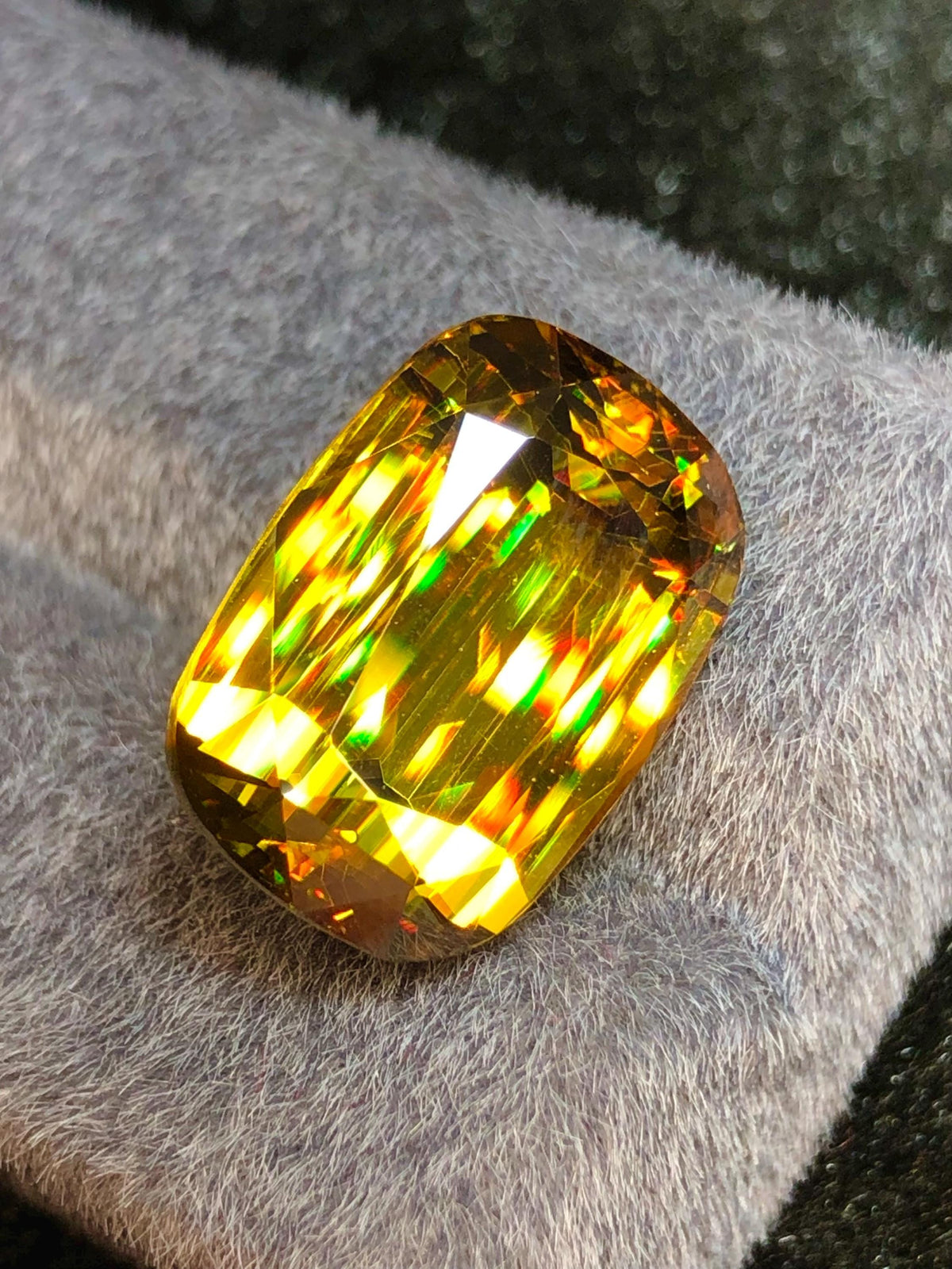 Cushion Cut Sphene Gemstone: Greenish Yellow Titanite, August Birthstone