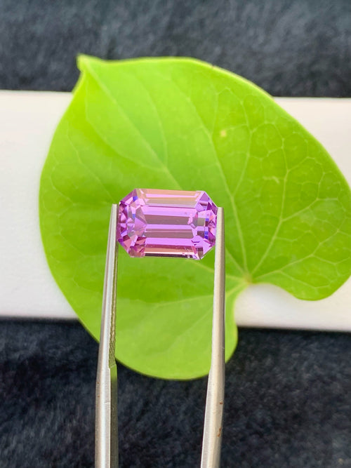 5.35 CT Emerald Cut Pink Kunzite Gemstone: VVS Afghanistan Origin