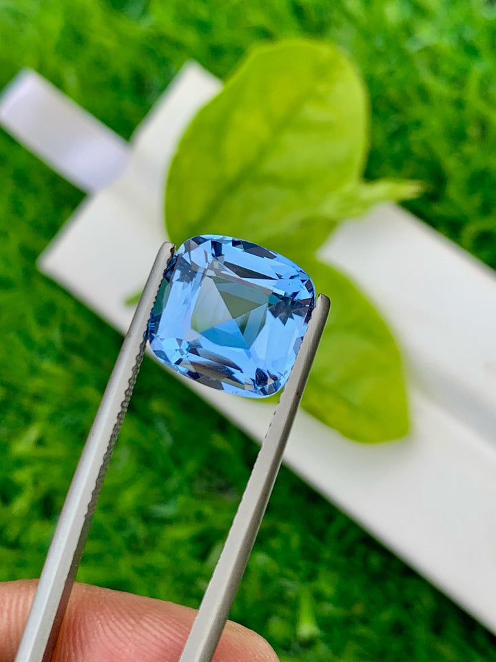 Santa Maria Aquamarine Gemstone: 5.60 CT Cushion Cut Stone From Brazil