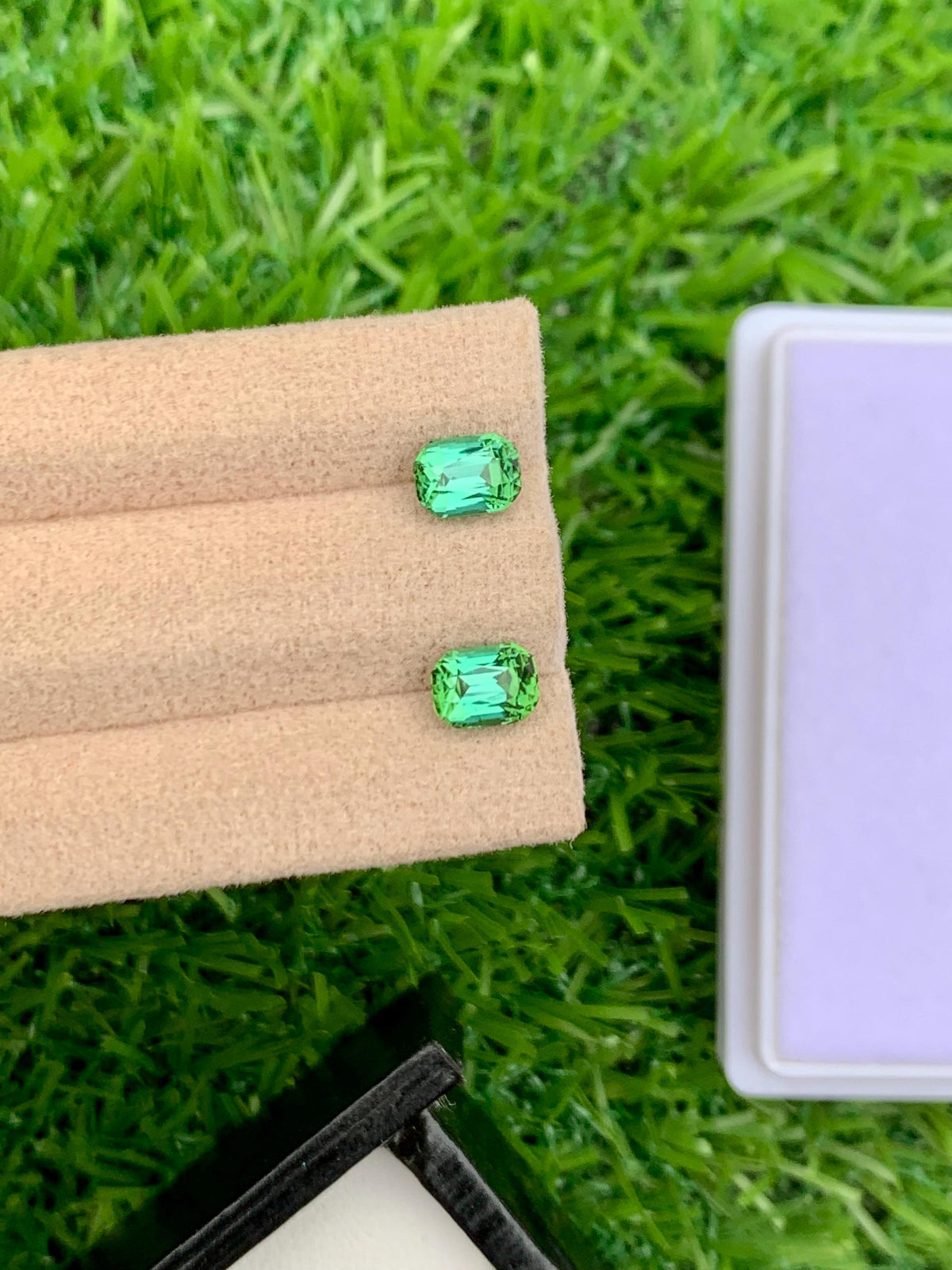 Blue Green Tourmaline Stone Pair: Cushion Cut Gemstones, 2.10 CT