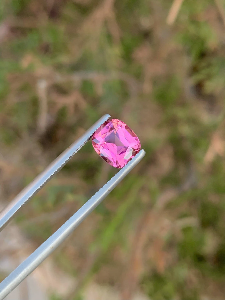 Natural Pink Tourmaline Gemstone: Faceted Cushion Cut, 1.70 CT