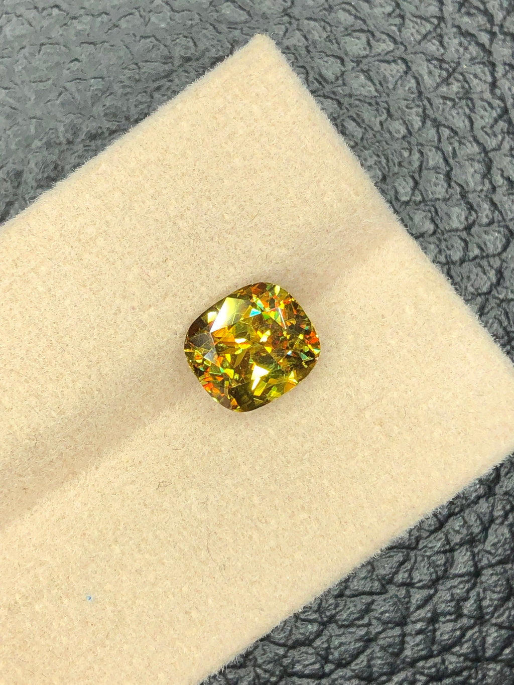 Green Sphene Gemstone: 2.45 CT Cushion Cut Jewelry Stone
