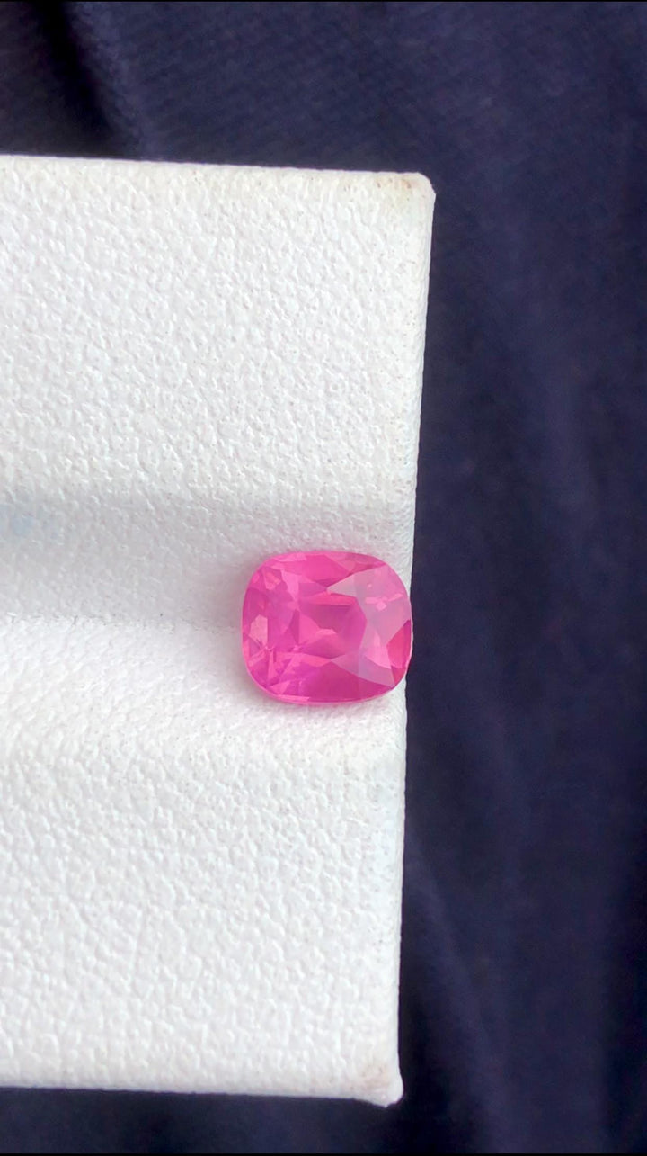 Vivid Pinkish-Red Mahenge Spinel Gemstone: 1.01 CT Untreated Cushion Cut