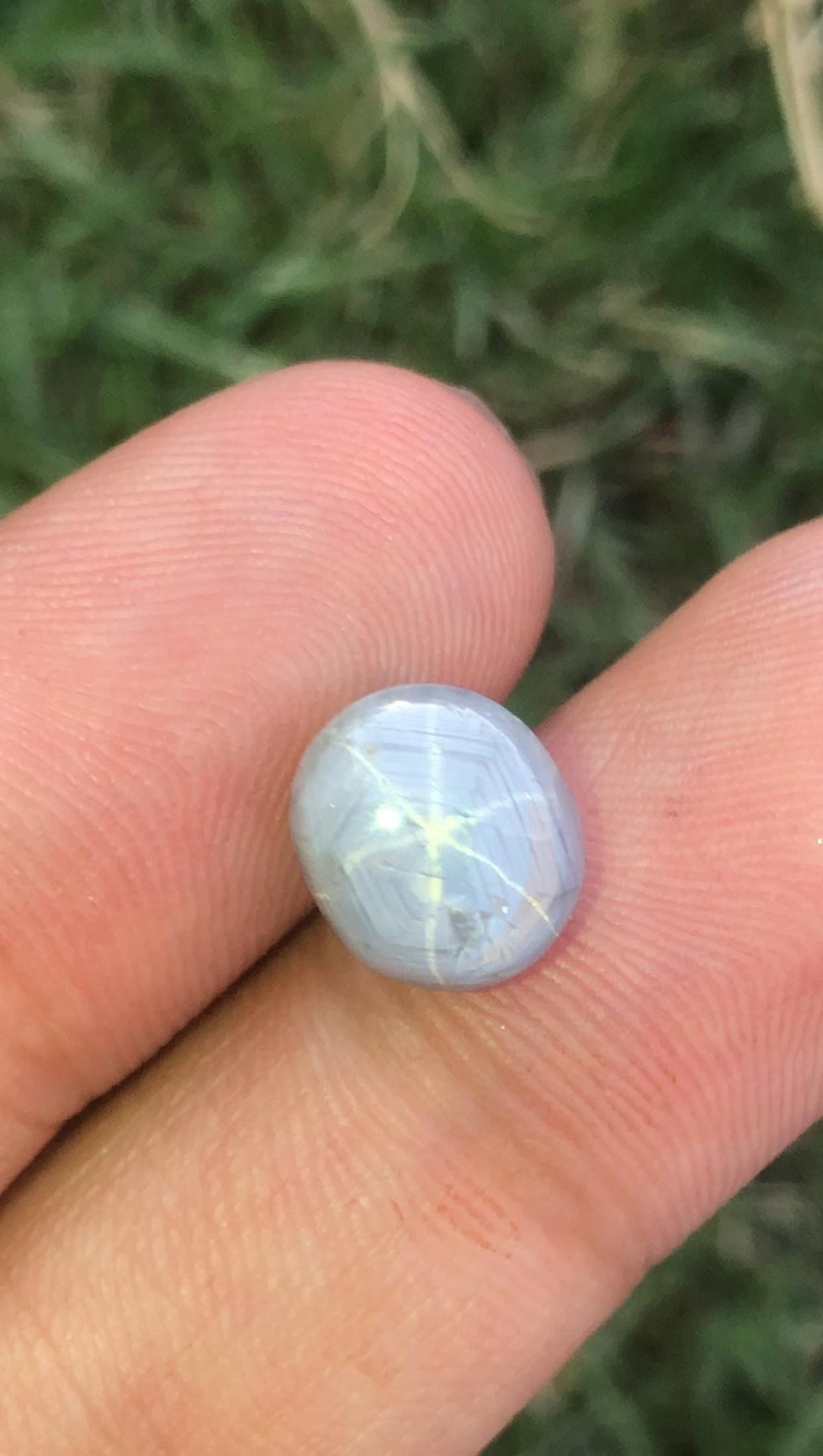 Grayish Blue Star Sapphire Gemstone: Oval Faceted Ring Stone, 5.33 CT