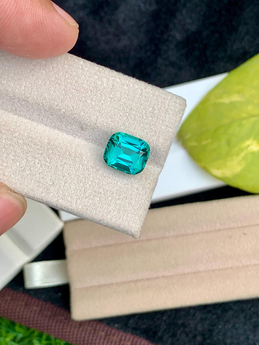 Lagoon Blue Tourmaline Stone: Faceted Cushion Cut, October Birthstone