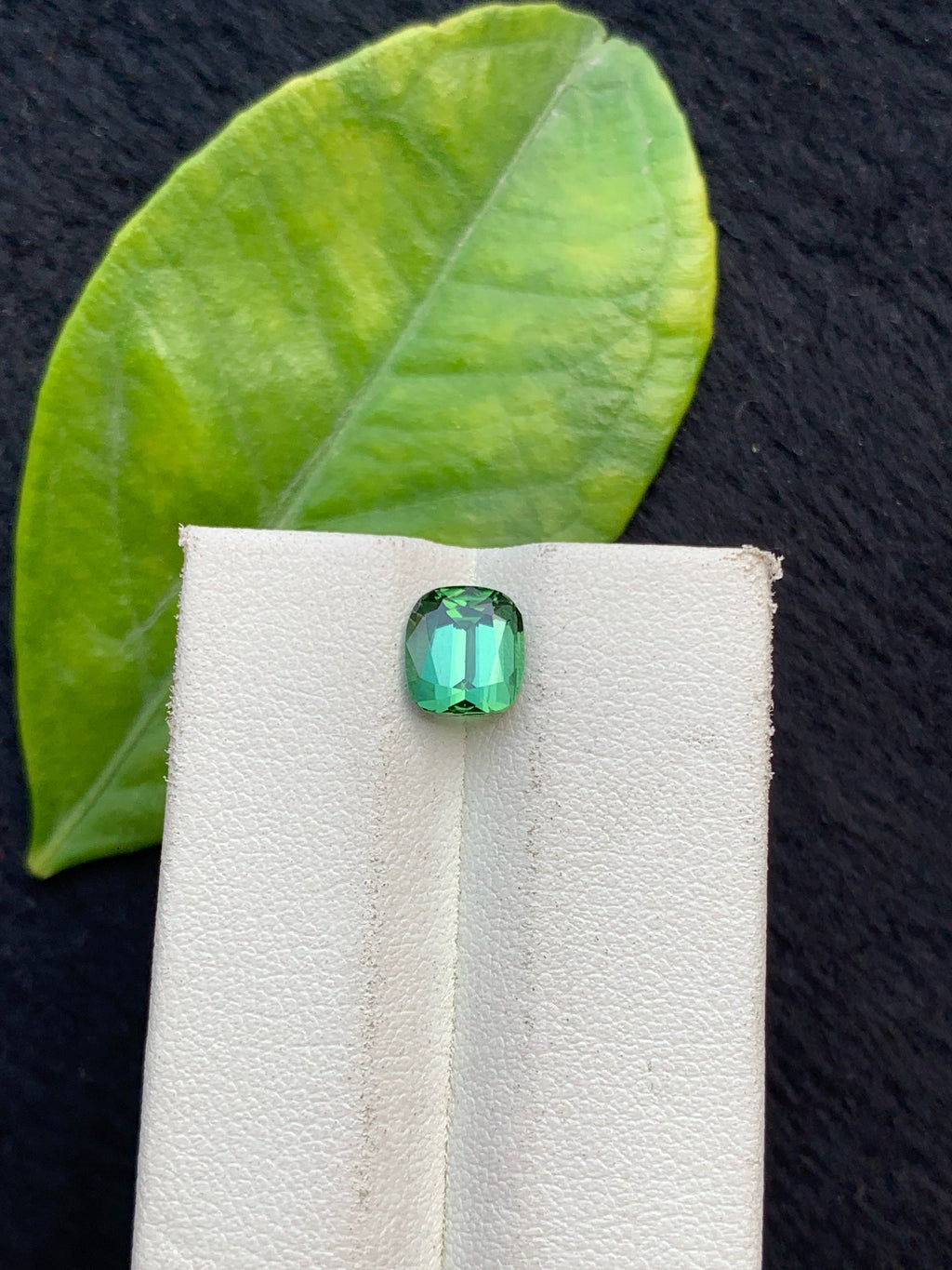 1.5 CT Bluish Green Tourmaline Gemstone: Flawless Cushion Cut