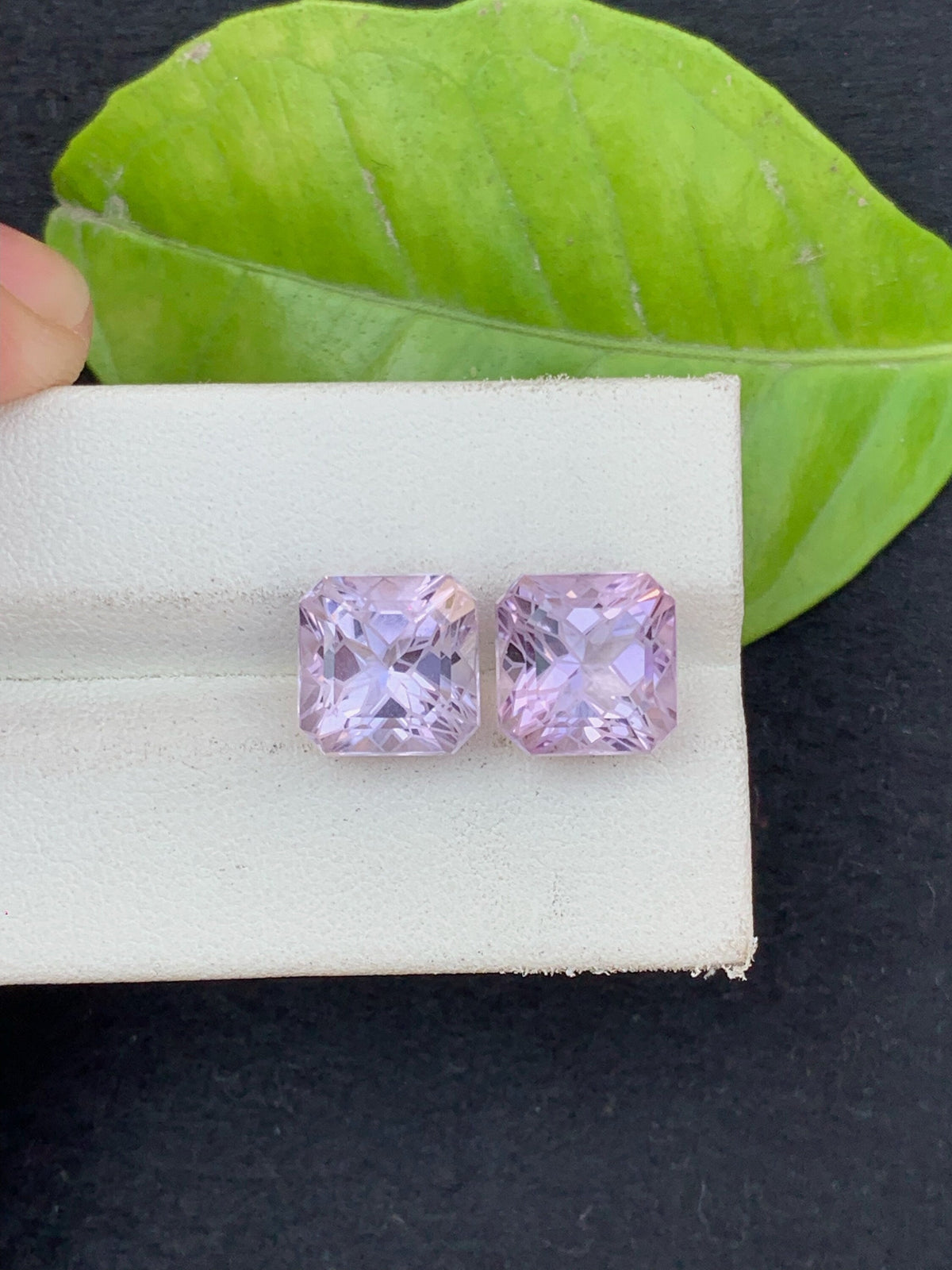 Zambian Amethyst Stone Pair: 10.25 CTS, Square Asscher Cut