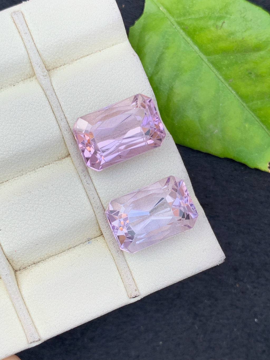 Lavender Pink Amethyst Gemstone Pair: Emerald Cut, VVS Clarity, 20.65 CT