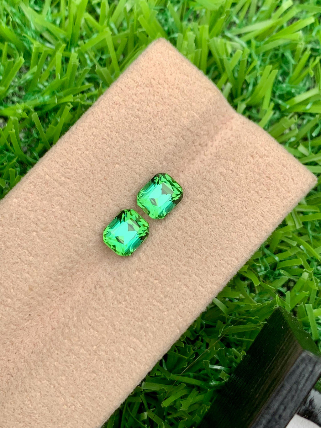 Blue Green Tourmaline Stone Pair: Cushion Cut October Birthstone, 2.45 CT
