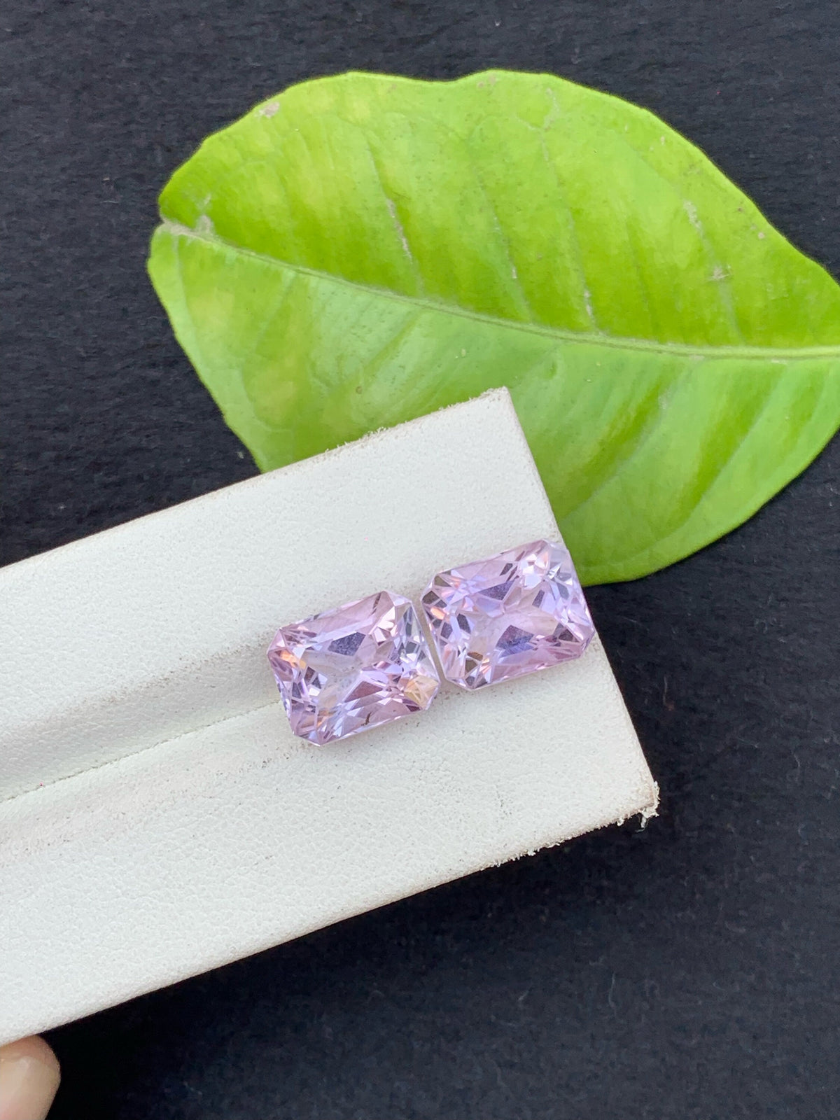 Emerald Cut Amethyst Gemstone Pair: Zambia Purple Stone, 10.20 CT