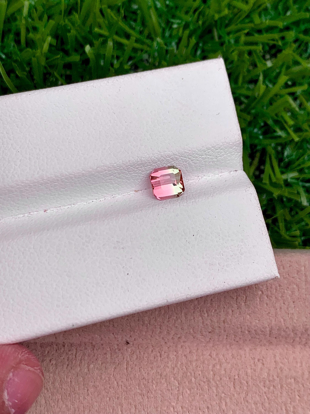Bi-Color Tourmaline Gemstone: 0.75 CT Faceted Emerald Cut Stone