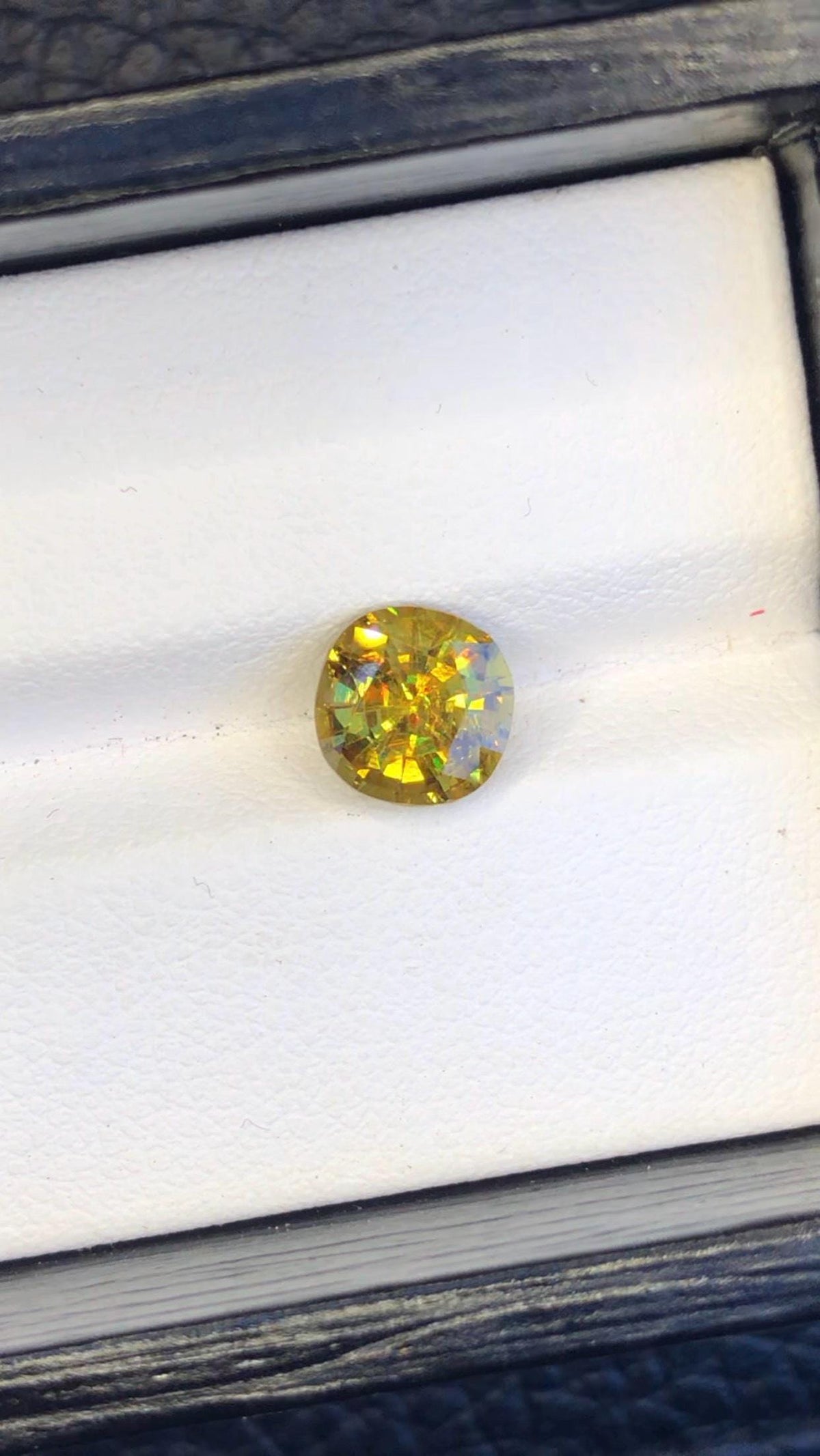 Natural Fire Sphene Gemstone: Round Faceted Titanite, 1.95 CT