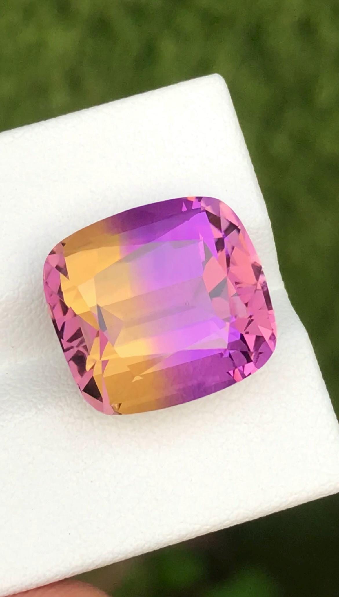 Bi-Color Ametrine 14.25 Ct Cushion Cut – Gemstone from Brazil