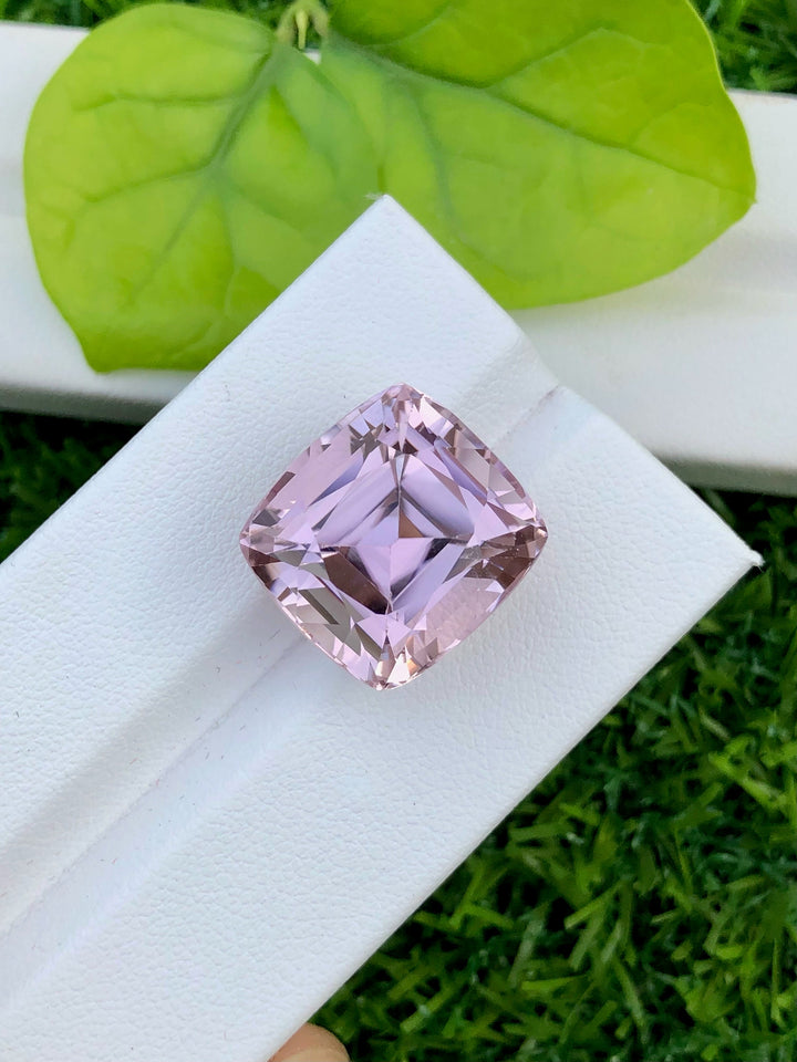 Peach Pink Kunzite Gemstone: Faceted Cushion Cut, 26.25 CT