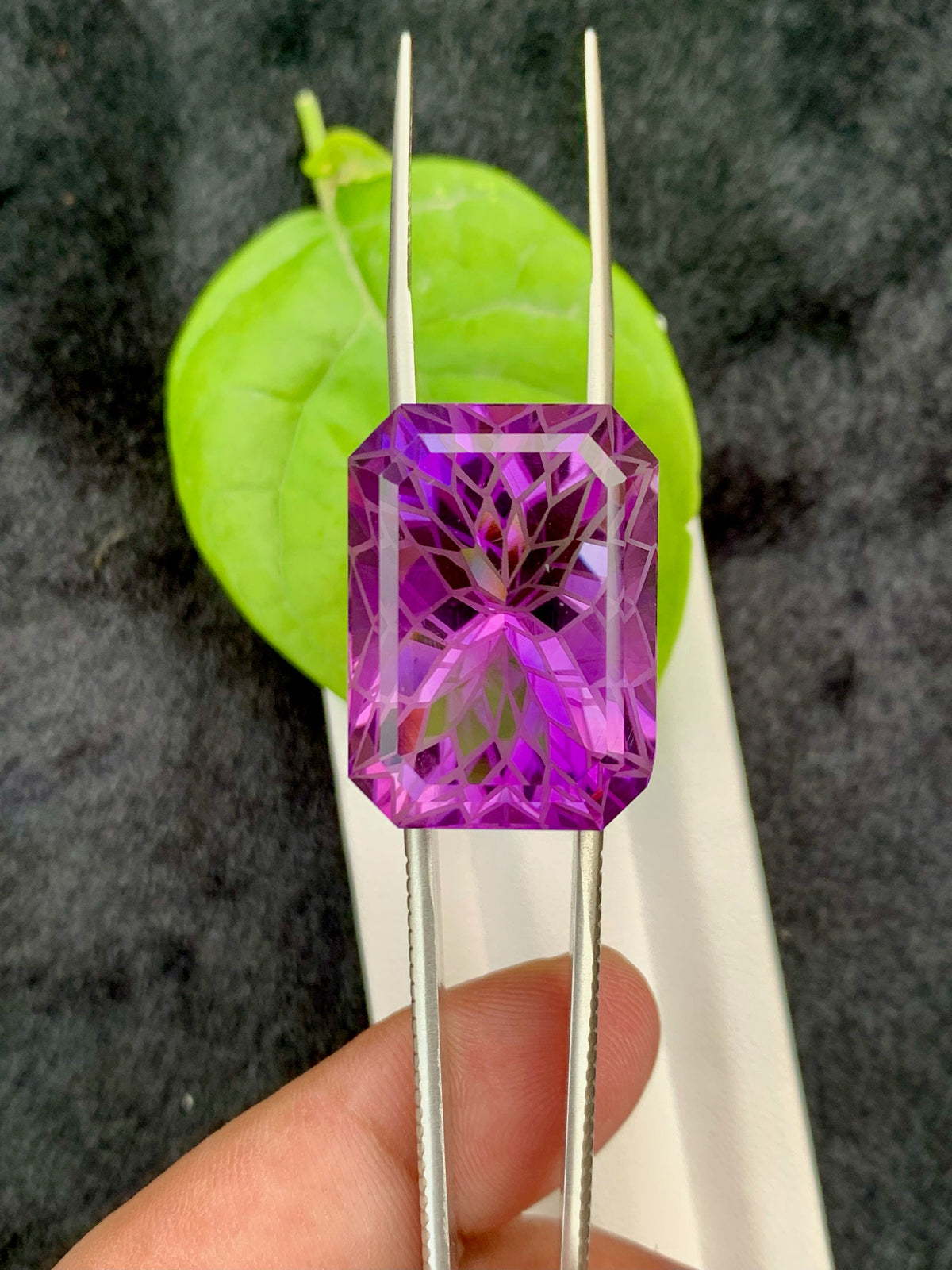 Precision Flower Cut Amethyst Loose Gemstone Big Size - 46.40 Carats