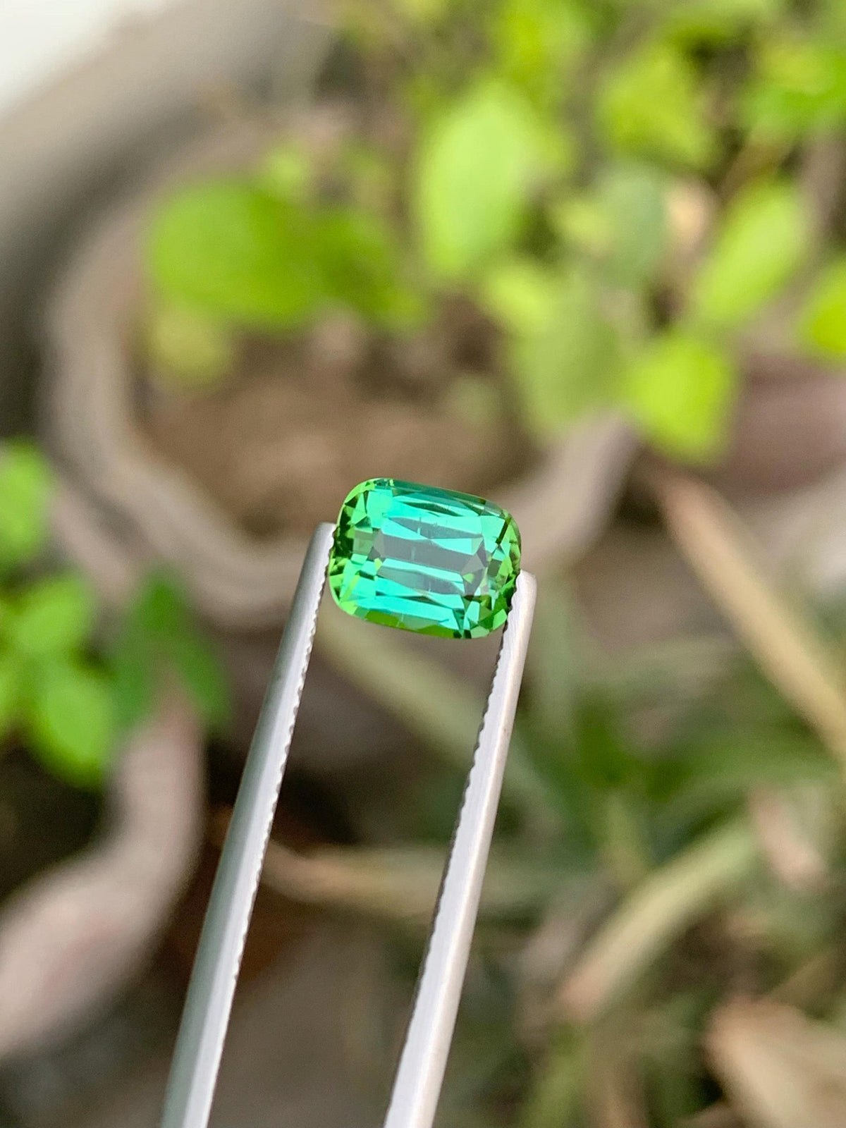 Natural Bluish Green Tourmaline Gemstone: Cushion Cut, 2.60 CT