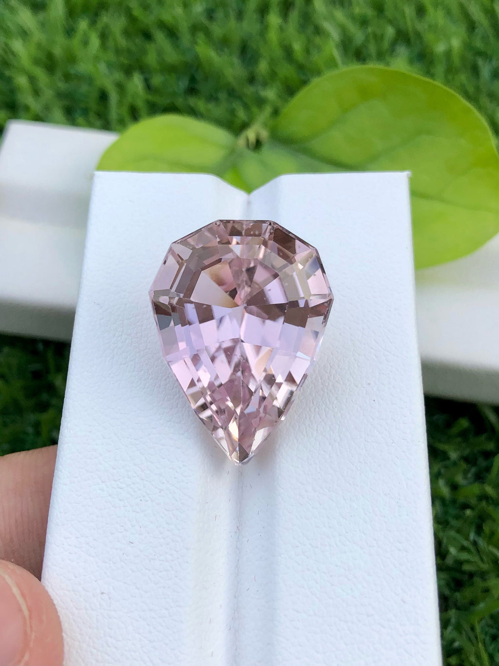 Reddish Pink Kunzite Gemstone: Pear Faceted Jewelry Stone, 32.20 CT