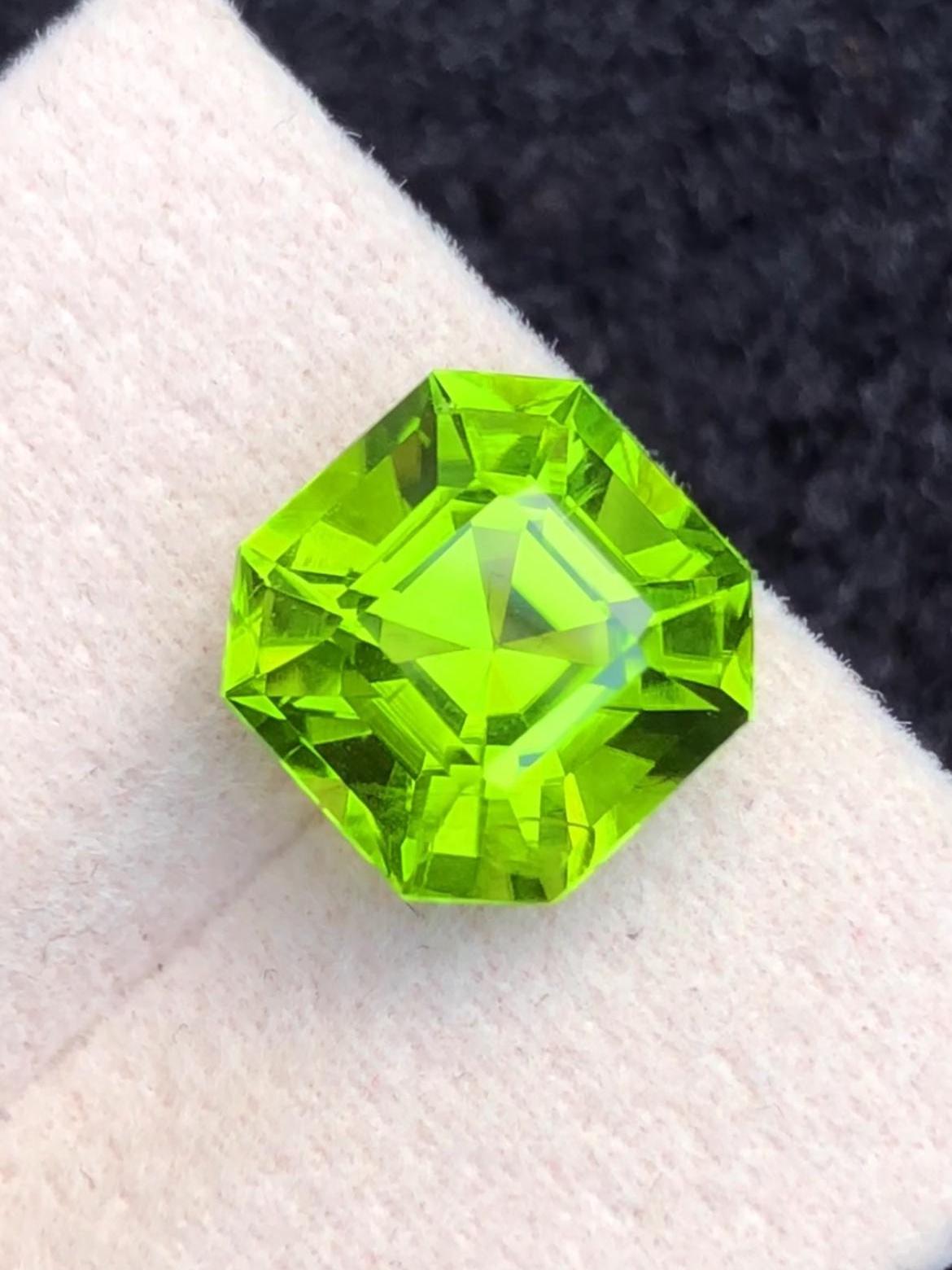 Green Peridot 4.60ct Asscher Cut Supat Valley Pakistan