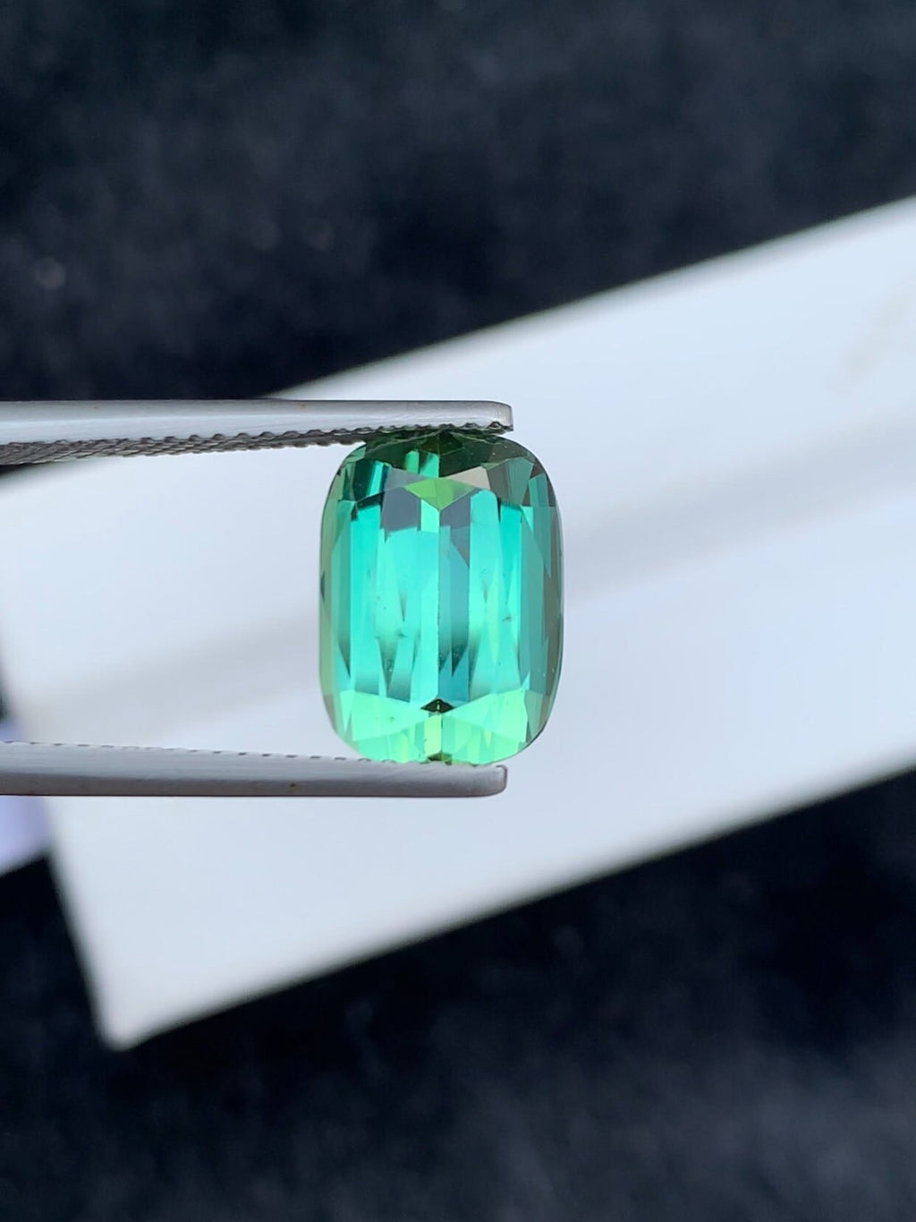 6.35 CT Mint Green Tourmaline Gemstone: Cushion Cut, VVS Clarity