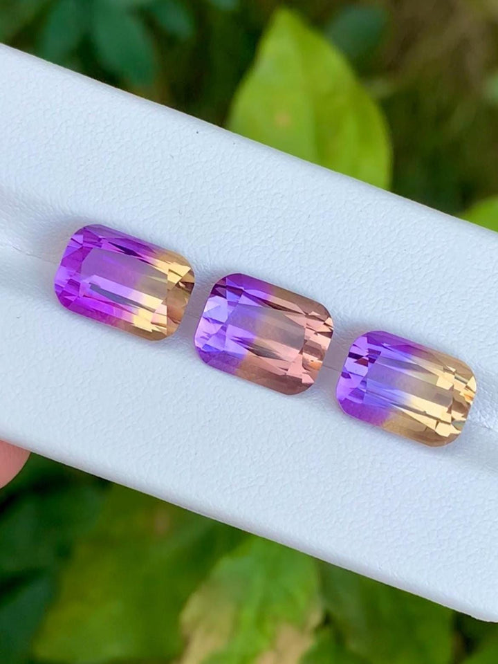 Ametrine 14.00ct Set • Cushion Cut Pair & Center Stone • Brazil