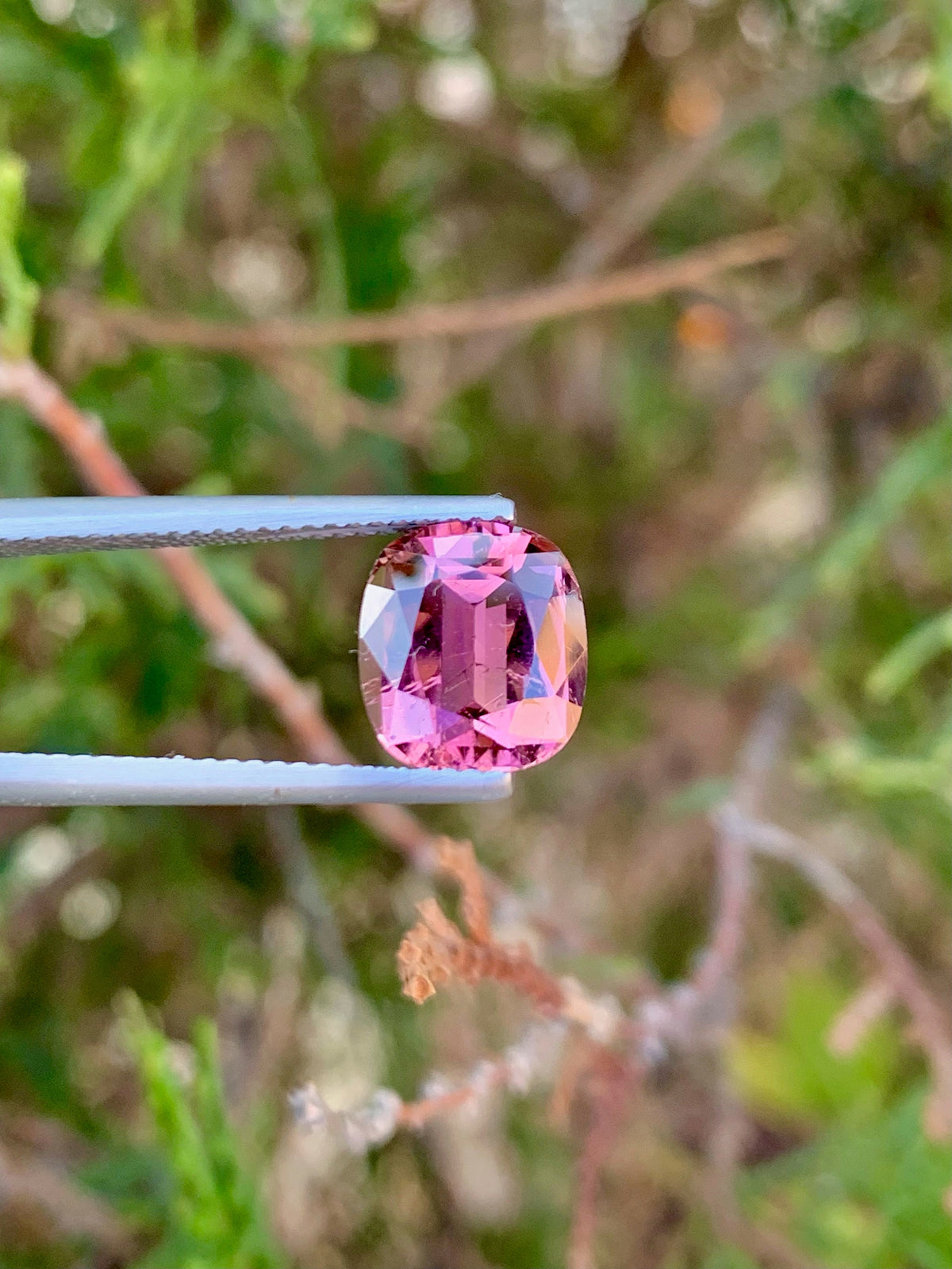 Faceted Pink Tourmaline Gemstone: Loose Cushion Cut, 3.30 CT