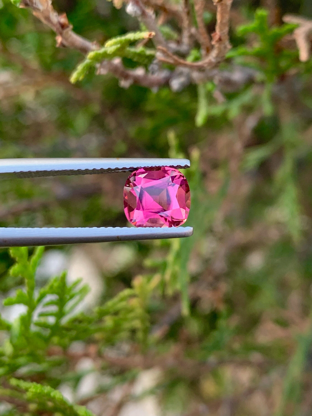 2.25 CT Deep Pink Tourmaline Gemstone: Cushion Cut, Afghanistan Origin