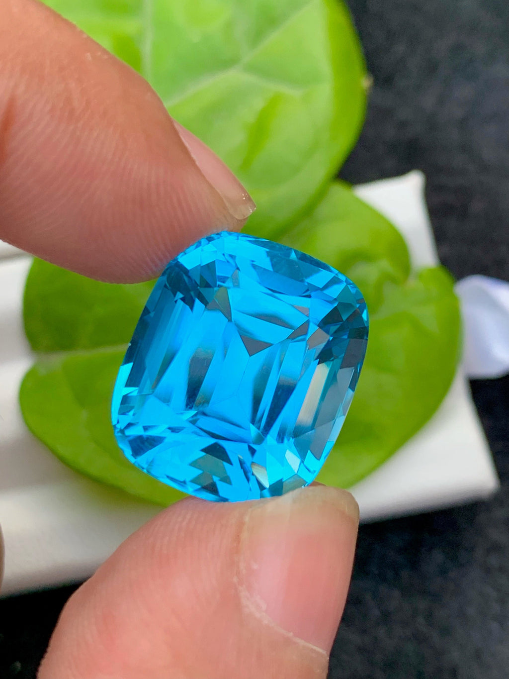 30.30 CT Swiss Blue Topaz Gemstone: Cushion Cut, Flawless IF