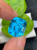 30.30 CT Swiss Blue Topaz Gemstone: Cushion Cut, Flawless IF